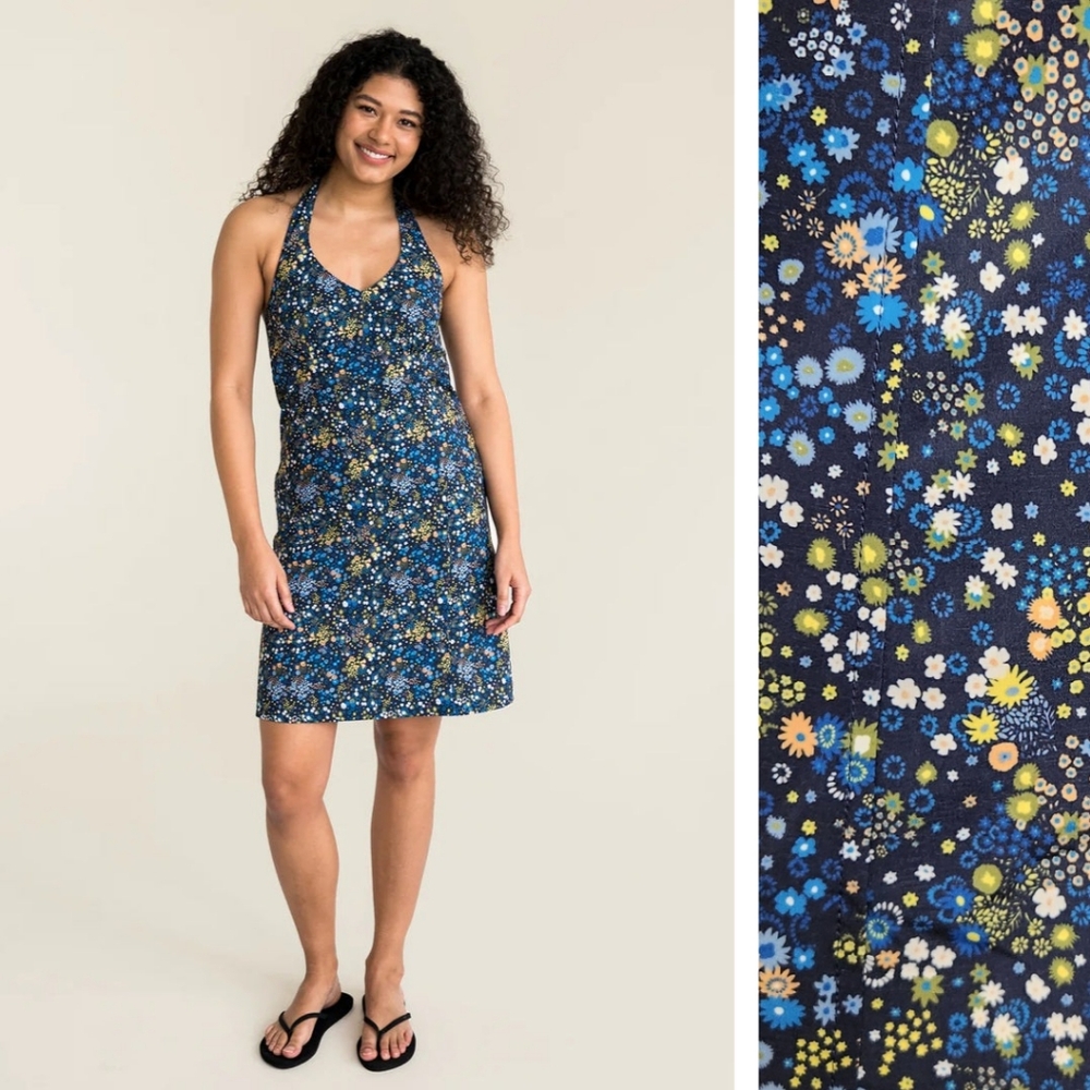 Krimson Klover Lakeside Indigo Blue Emma Floral Halter Dress Women's Size Small?